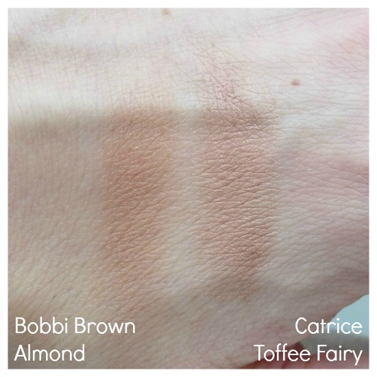Swatch Vergleich Bobbi Brown Almond vs Catrice Toffee Fairy